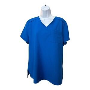 CUREOLOGY X KOI Scrub Top Royal Blue Super Soft & Comfy Trendy Style Size Large